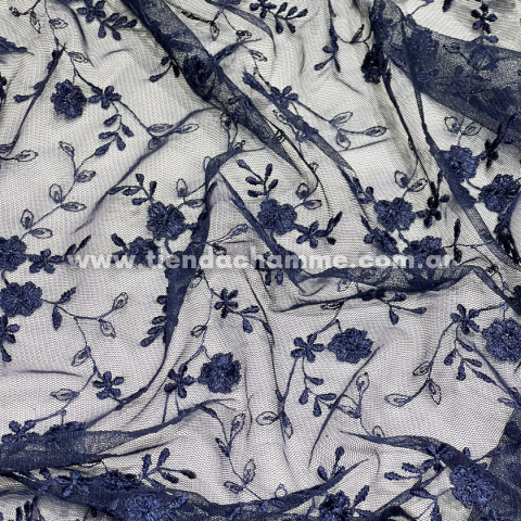 TUL BORDADO AZUL MARINO B