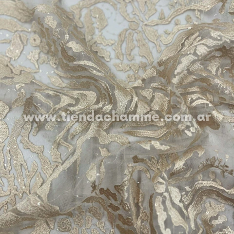 TUL BORDADO CON LENTEJUELAS BEIGE