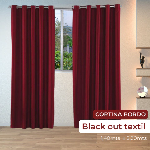 JUEGO DE CORTINAS BLACK OUT TEXTIL BORDO