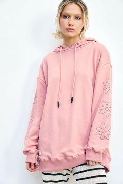 Hoodie Flower Rosa - tienda online