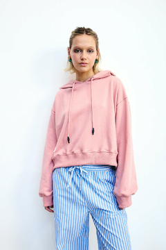 Hoodie Crop Basic Rosa
