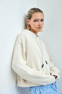 Imagen de Hoodie Crop Flower Off White