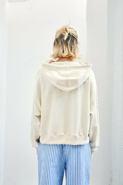 Hoodie Crop Flower Off White - MIKSON