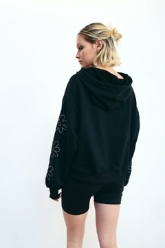 Imagen de Hoodie Crop Flower Negro