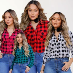 Camisa Xadrez Viscose Manga Longa