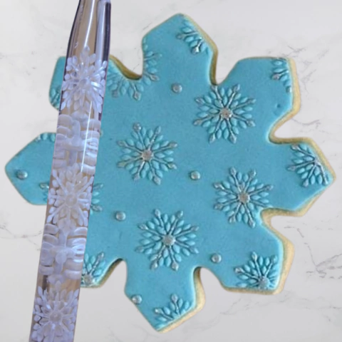 Rodillo Palo Texturizador Copo Nieve