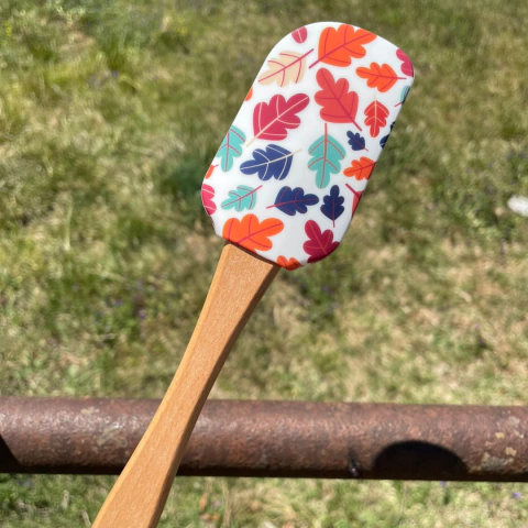 Espatula silicona Hojas Naranja, azul, verde Cod. 851