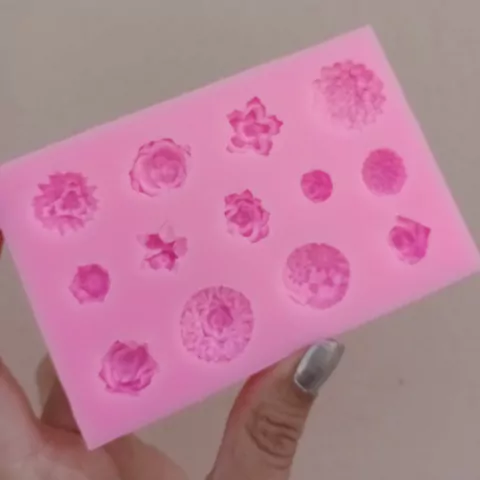 Molde Puntilla Silicona 13 Flores Variadas 005J5