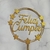 Topper Feliz Cumple Estrellitas Dorado