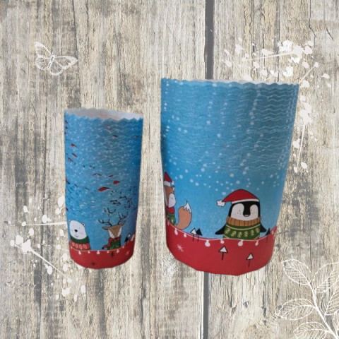 Molde Pan Dulce 1000gr - Diseño Celeste - Papa Noel Invierno