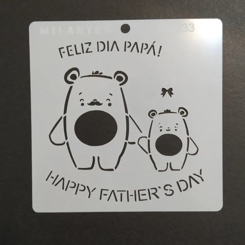 Stencil dia del padre - ositos