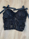 CORSET IMPORTADO FLOWER NEGRO