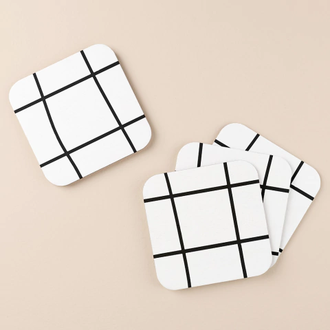 Set Posavasos Antideslizante Líneas Blanco y Negro