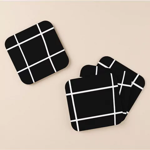 Set Posavasos Antideslizante Líneas Negro y Blanco