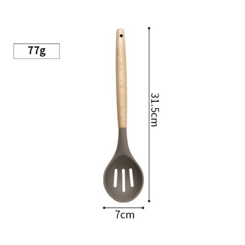 cuchara acanalada marr¢n - silicona y madera