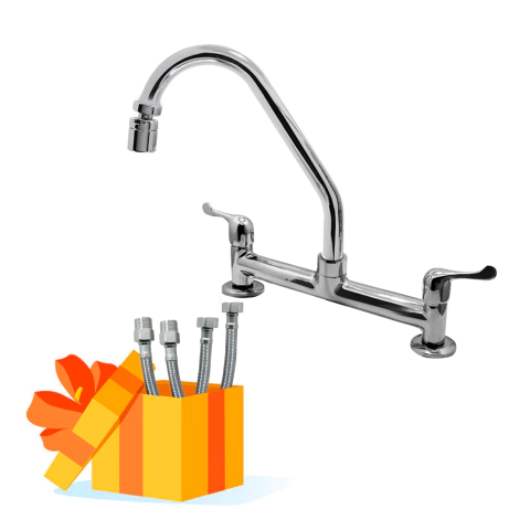Torneira Misturador Cozinha Bancada Bica Móvel Cromado 1/4 de Volta + Brinde