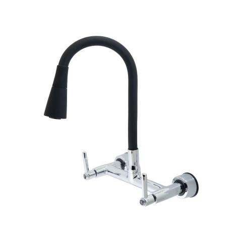 Torneira Misturador Pia Cozinha Parede Flexível Duplo Jato Quente e Fria Alavanca Preto Fosco 1/4 De Volta - comprar online