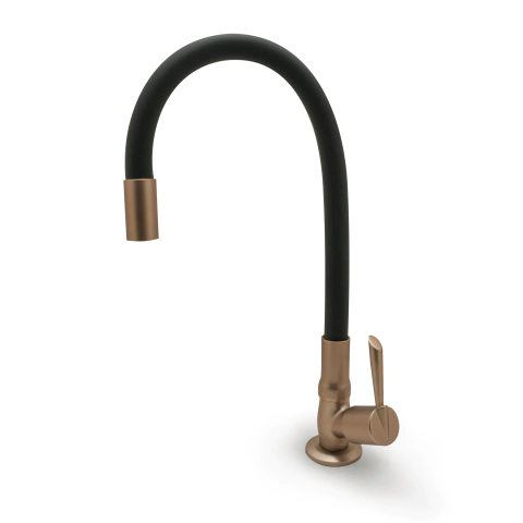 Torneira Pia Cozinha Mesa Bancada Flexível Preto Fosco Tubo Cobre Fosco 1/4 De Volta Luxo - comprar online