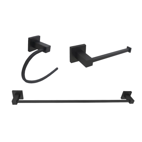 Kit Acessórios Banheiro Lavatório Quadrado Preto Fosco Luxo