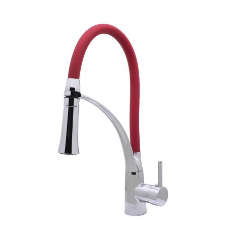 Torneira Monocomando Pia Cozinha Bancada Flexível Vermelho Luxo