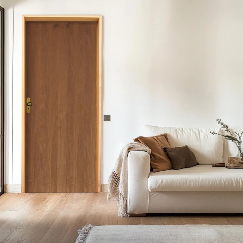 Porta Lisa Padrão Imbuia Batente Misto Fechadura Interna Taco de Golf - Rodam