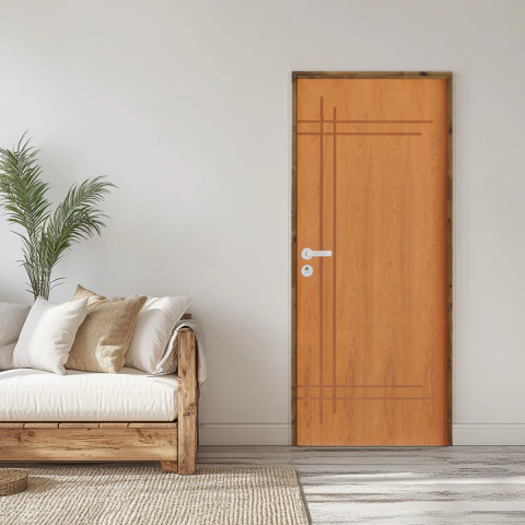 Porta Belíssima 9 P.Imbuia Batente Misto Fechadura Externa Stilo Cromada - Rodam