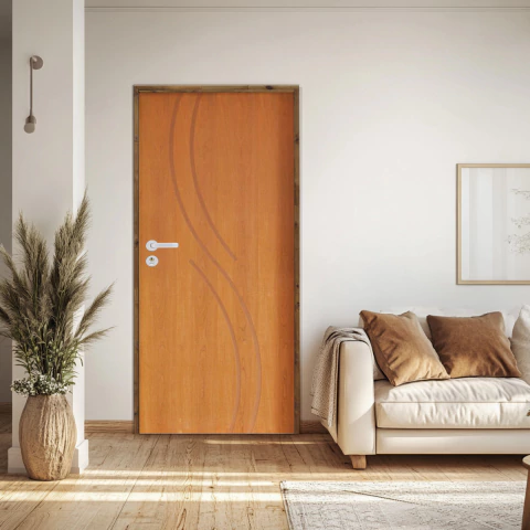 Porta Concept 9 P.Imbuia Batente Misto Fechadura Externa Stilo Cromada - Rodam