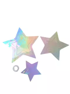 ESTRELLAS PLATEADAS 3D COLGANTES x11 PIEZAS