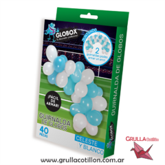 SET GUIRNALDA DE GLOBOS CELESTE Y BLANCO - comprar online