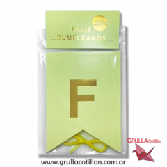 BANDERIN FELIZ CUMPLEAÑOS AMARILLO PASTEL - comprar online