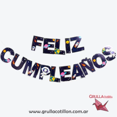 BANDERIN ESPACIAL FELIZ CUMPLEAÑOS