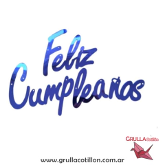 BANDERIN FELIZ CUMPLEAÑOS CURSIVA AZUL