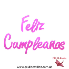 BANDERIN FELIZ CUMPLEAÑOS CURSIVA FUCSIA