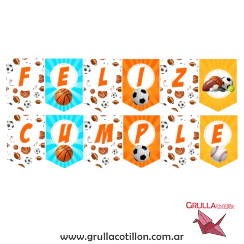 BANDERIN FELIZ CUMPLE DEPORTES - comprar online