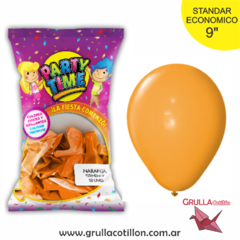 BOLSA GLOBO STANDAR NARANJA 9" x50