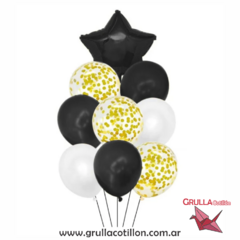 BOUQUET DE GLOBOS CON ESTRELLA NEGRA - comprar online