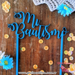 CAKE TOPPER MI BAUTISMO CELESTE - MADERA