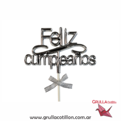 CAKE TOPPER METALIZADO FELIZ CUMPLEAÑOS (Elegir color) - comprar online