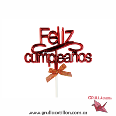 Imagen de CAKE TOPPER METALIZADO FELIZ CUMPLEAÑOS (Elegir color)