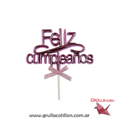 CAKE TOPPER METALIZADO FELIZ CUMPLEAÑOS (Elegir color) en internet