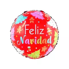 GLOBO FELIZ NAVIDAD ROJO 18"
