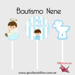CAKE TOPPER x3 - BAUTISMO CELESTE