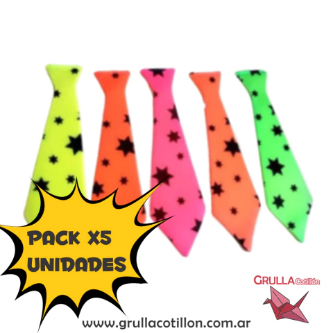 PACK CORBATA TELA FLUO x5