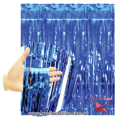 CORTINA METALIZADA AZUL ECONOMICA