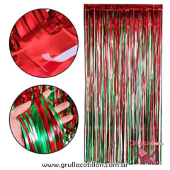 CORTINA METALIZADA COMBINADA ROJO Y VERDE - comprar online