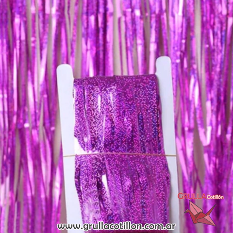 CORTINA METALIZADA FUCSIA HOLOGRAFICA