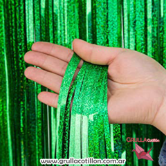 CORTINA METALIZADA VERDE HOLOGRAFICA