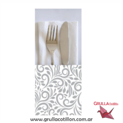 PORTA CUBIERTO ARABESCO PLATEADO x24 - comprar online