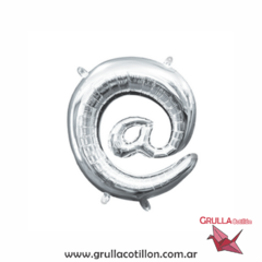 GLOBO SIMBOLO ARROBA @ PLATEADO 16"