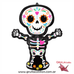 GLOBO HALLOWEEN ESQUELETO CUERPO CALACA 80 cm